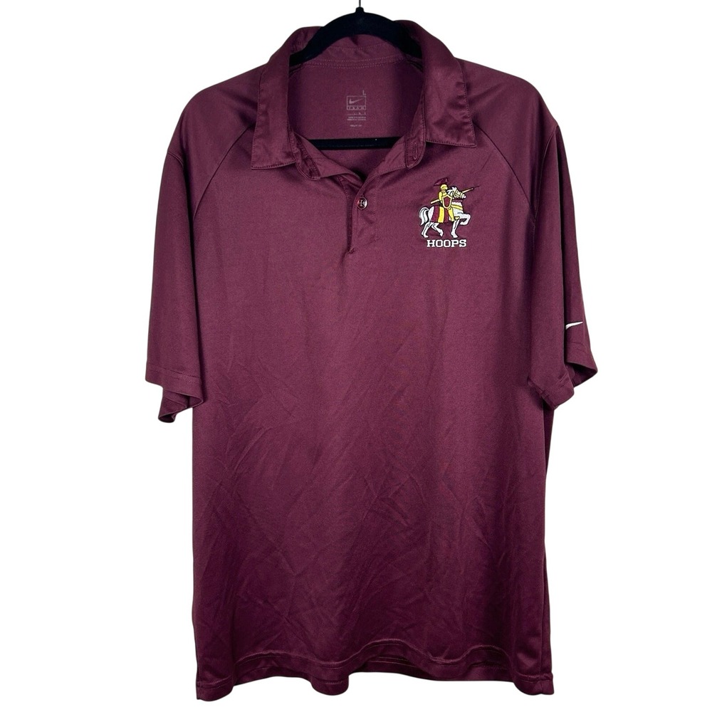 Nike Team Dri-FIT Polo Shirt Men's Large Hoops Logo Golf Activewear ‎ Maroon